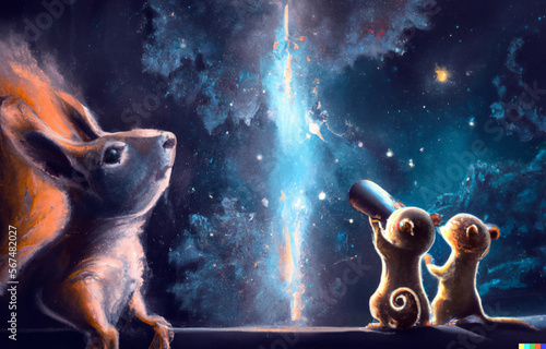 Squirrels looking at the galaxy photo