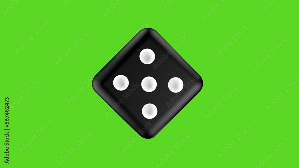 The dice is spinning on the green screen. 3D animation The dice is spinning on the green screen. 3D animation