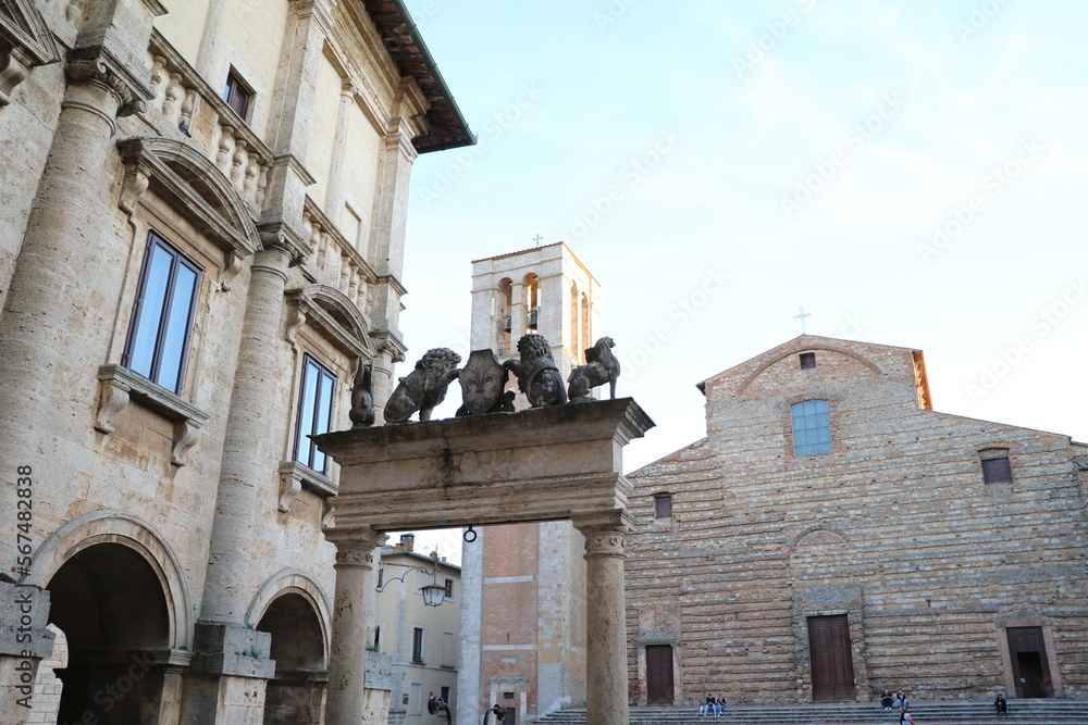 Piazza Grande and Cathedral in Montepulciano, Tuscany Italy