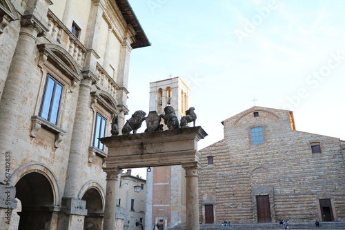 Piazza Grande and Cathedral in Montepulciano  Tuscany Italy