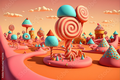 Delicious Candy Land. 3d render