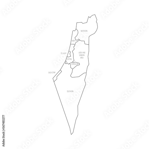 Israel political map of administrative divisions