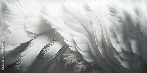 arrière-plan composé de plumes blanches, format panoramique - illustration ia