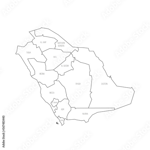 Saudi Arabia political map of administrative divisions