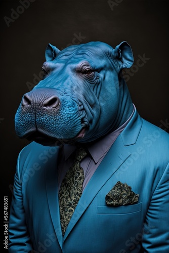 The hippopotamus. A beautiful animal in a costume.