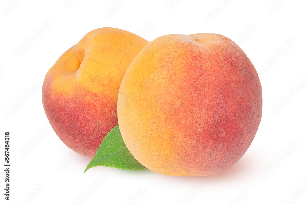 Peaches on an isolated white background Peaches on an isolated white background