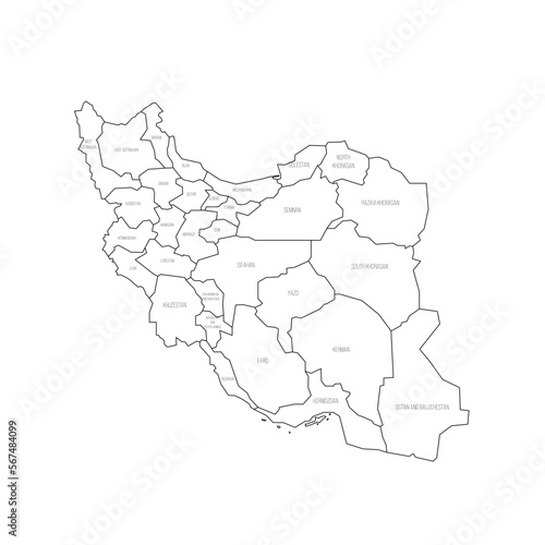 Iran political map of administrative divisions