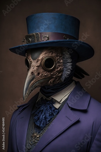 A man with a hat and a plague mask