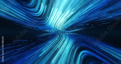 Futuristic blue light streak, technology background. Glowing abstract connecting lines and dots representing, fiber optic, data speed, wireless data, high-speed internet and network theme. 4K loop