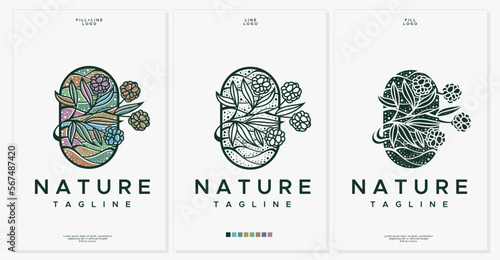 Colorful flower blossom logo design vector.