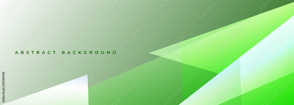 Obraz premium Green modern abstract wide background with geometric shapes. Green abstract banner. Vector illustration