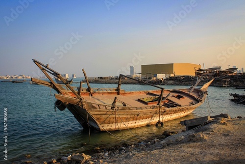 Fishing boats view by sunset  Manama  Bahrain