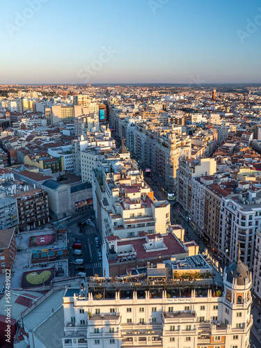 Madrid  Spain. April 6  2022  2022 Panoramic landscape of Madrid from the Riu Plaza hotel.