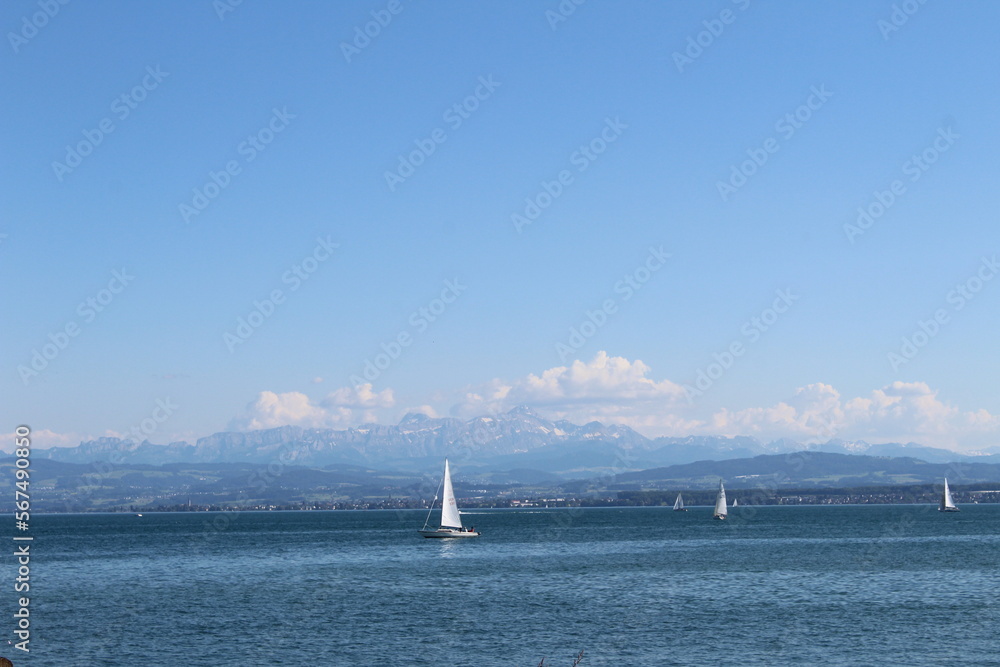 Sailboats on Lake Constance in Germany.