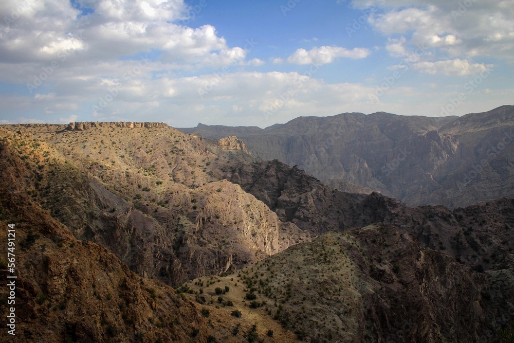 Jebel Akhdar mountain range view by morning, Oman