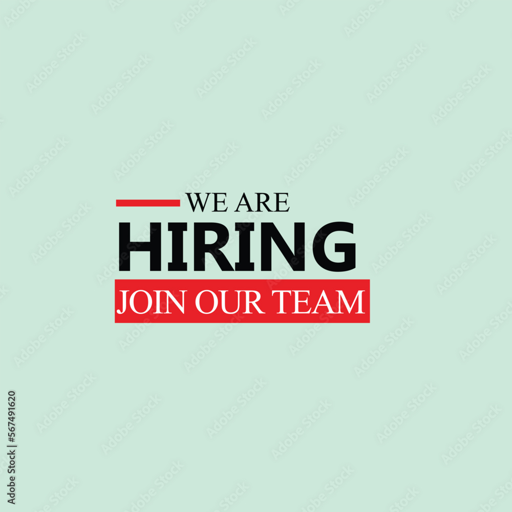 Fototapeta premium we are Hiring recruitment open vacancy design lettering 