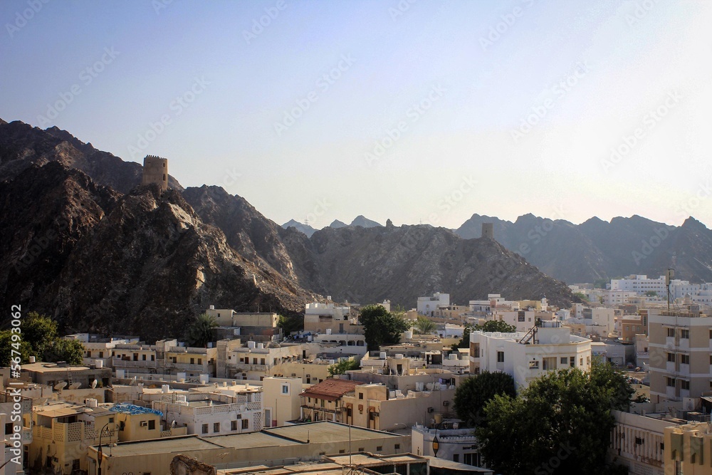 Mutrah promendate and historic center view, Muscat, Oman