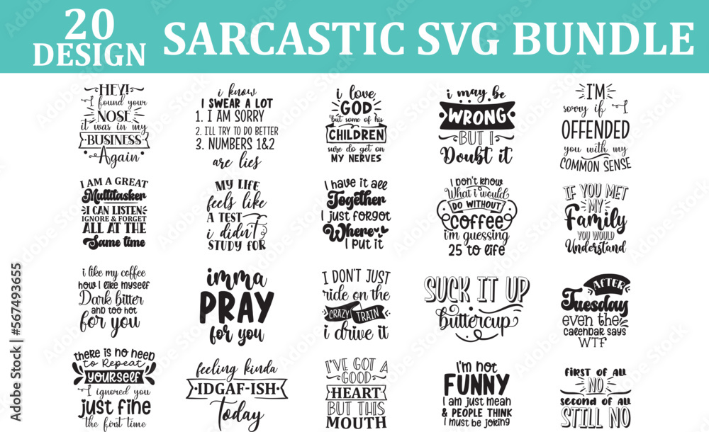 Sarcastic SVG Bundle - Sassy Funny Quotes for Coffee Mugs