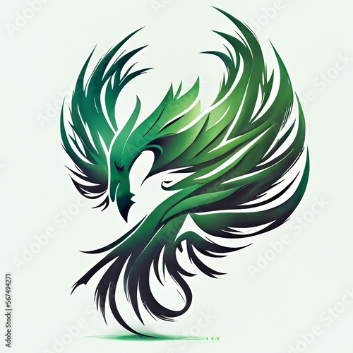 The R8 Vector Green Phoenix Logo without Text - A Minimalist Vector Design photo
