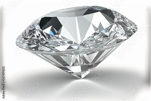  a diamond on a white background with a reflection in the middle of the diamond and a reflection in the middle of the diamond on the bottom of the diamond.  generative ai