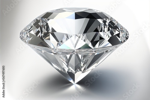  a diamond on a white background with a reflection in the middle of the diamond and a reflection in the middle of the diamond on a white background. generative ai
