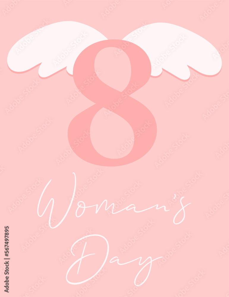 International Women's Day greeting card.Vector illustration for card, banner, poster, postcard, flyer.
