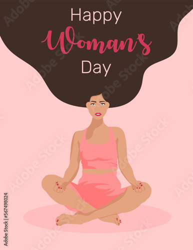 Modern Woman day 8 March holiday card.Feminism, friendship, womanhood concept. Isolated vector illustration for card, banner, poster, postcard, flyer.