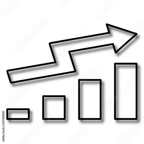 illustrazione con grafico di tendenza a barre e freccia su sfondo trasparente photo