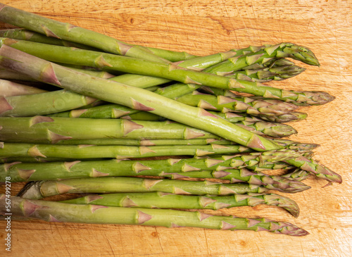 close up of  raw asparagus 