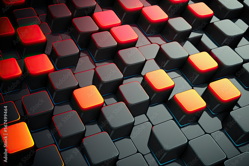 Obraz premium Digital abstract cubes background. Post-processed Generative AI illustration.