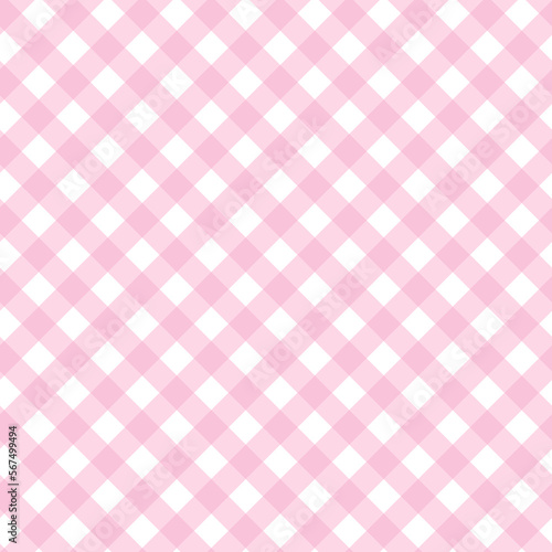 Seamless Pink Gingham Check Pattern.Stripes crossed diagonal lines.Seamless checkered background
