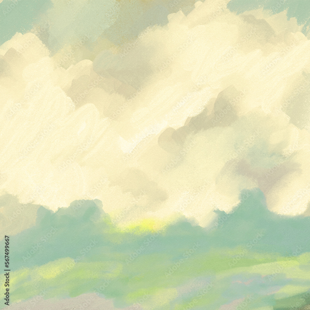 Impressionistic Landscape & Cloudscape - Digital Painting/Illustration/Art/Artwork Background or Backdrop, or Wallpaper