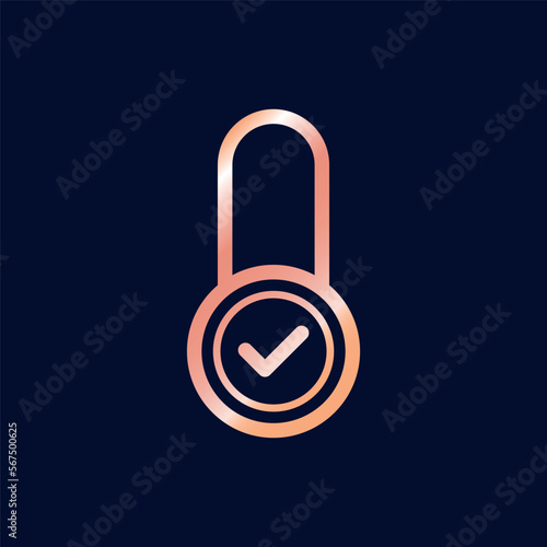 Rose Gold Color Padlock Line Art Icon Vector Template