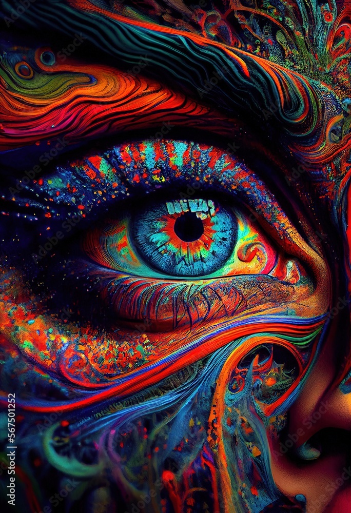 The Psychotropic Colors of a Psychedelic Dream in the Eye. Generative ai