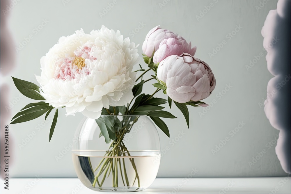 a vase filled with flowers sitting on top of a white counter top next ...