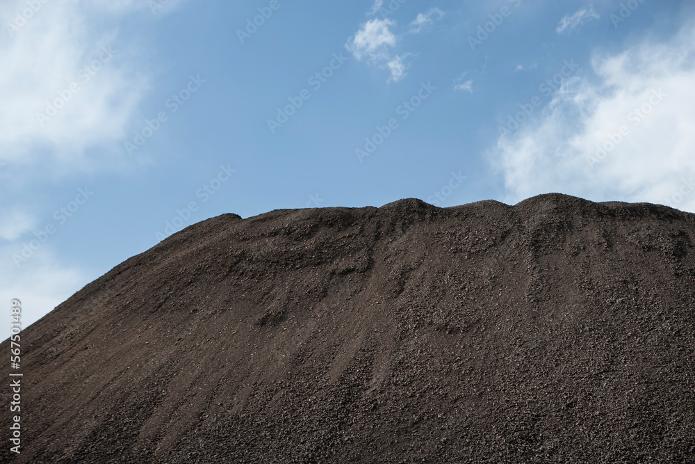 A huge pile of coal stockpiled