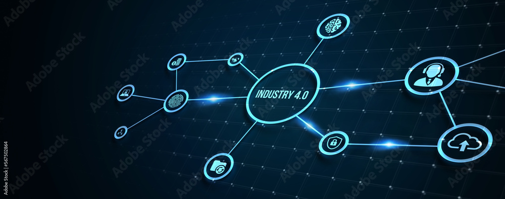 Internet, business, Technology and network concept.Industry 4.0 Cloud computing, physical systems, IOT, cognitive computing industry. 3d illustration. Internet, business, Technology and network concept.Industry 4.0 Cloud computing, physical systems, IOT, cognitive computing industry. 3d illustration.