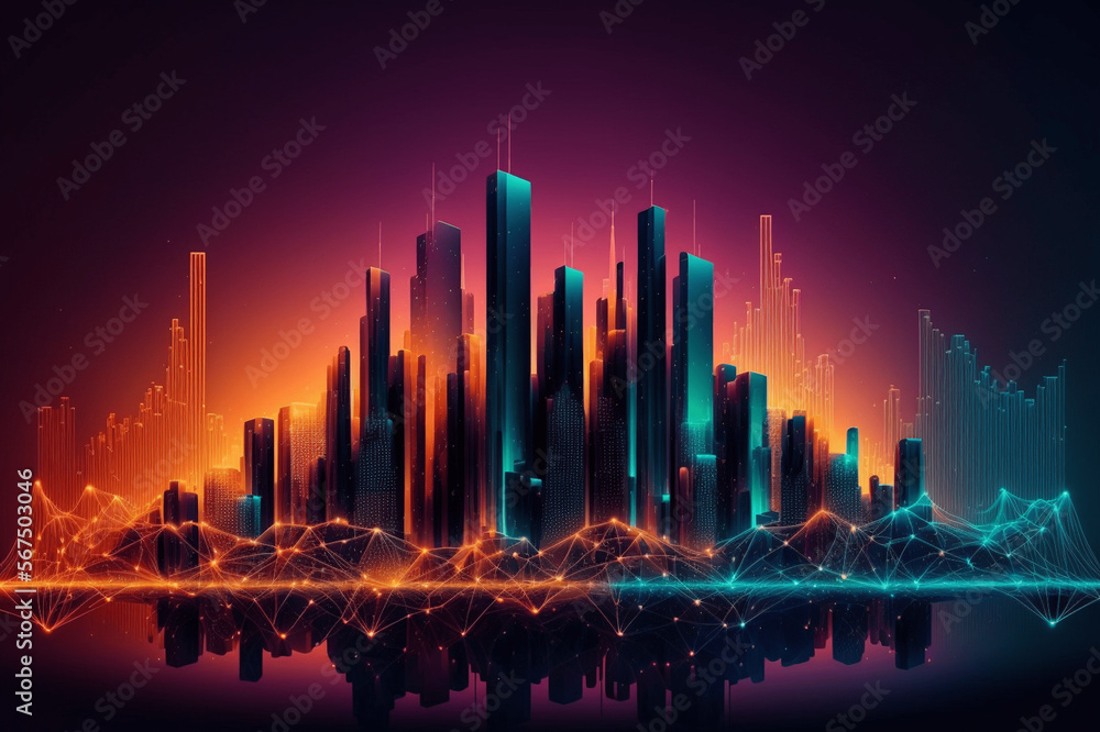 Neon skyline background 