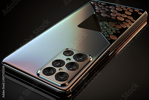 Futuristic smartphone with different details with background, Generate AI, AI Illustration photo