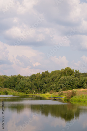 Lake in woods in summer