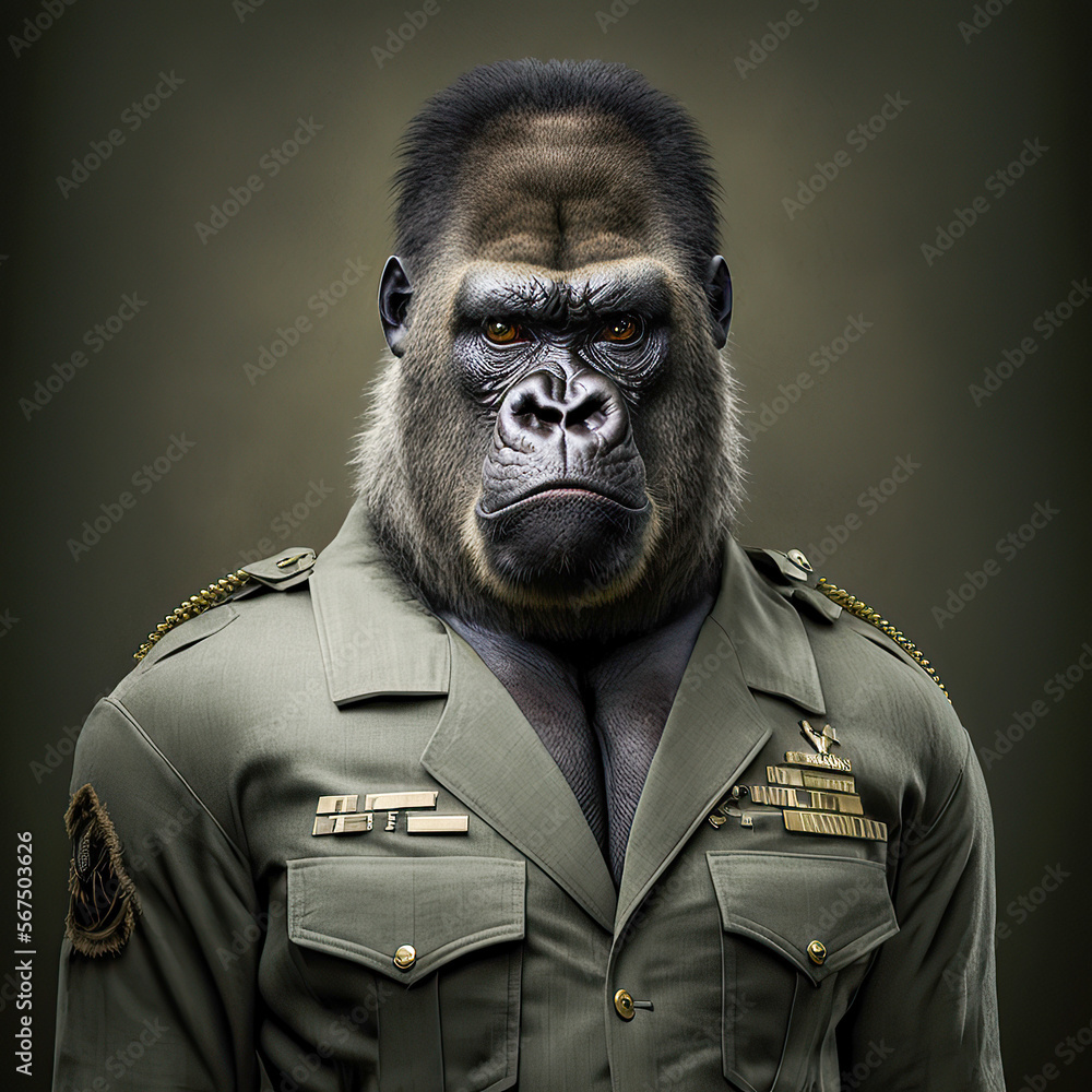 Portrait of a Gorilla dressed in officer's clothes Portrait of a Gorilla dressed in officer's clothes