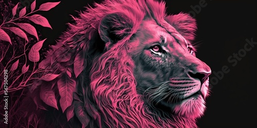 portrait of a pink lion
