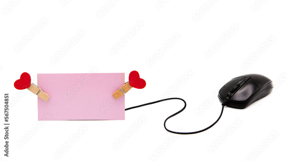 Card Computer Mouse Greeting blank card connected to a computer mouse isolated on white ...