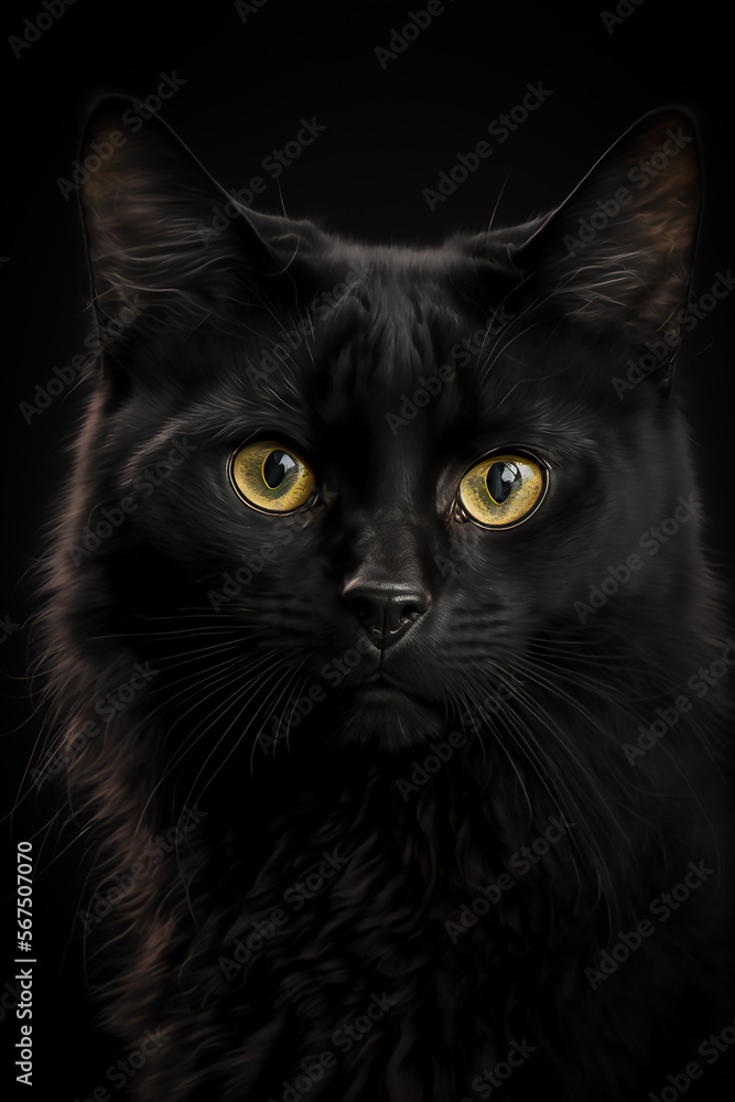 a black cat on black background, ai generated, Generative AI