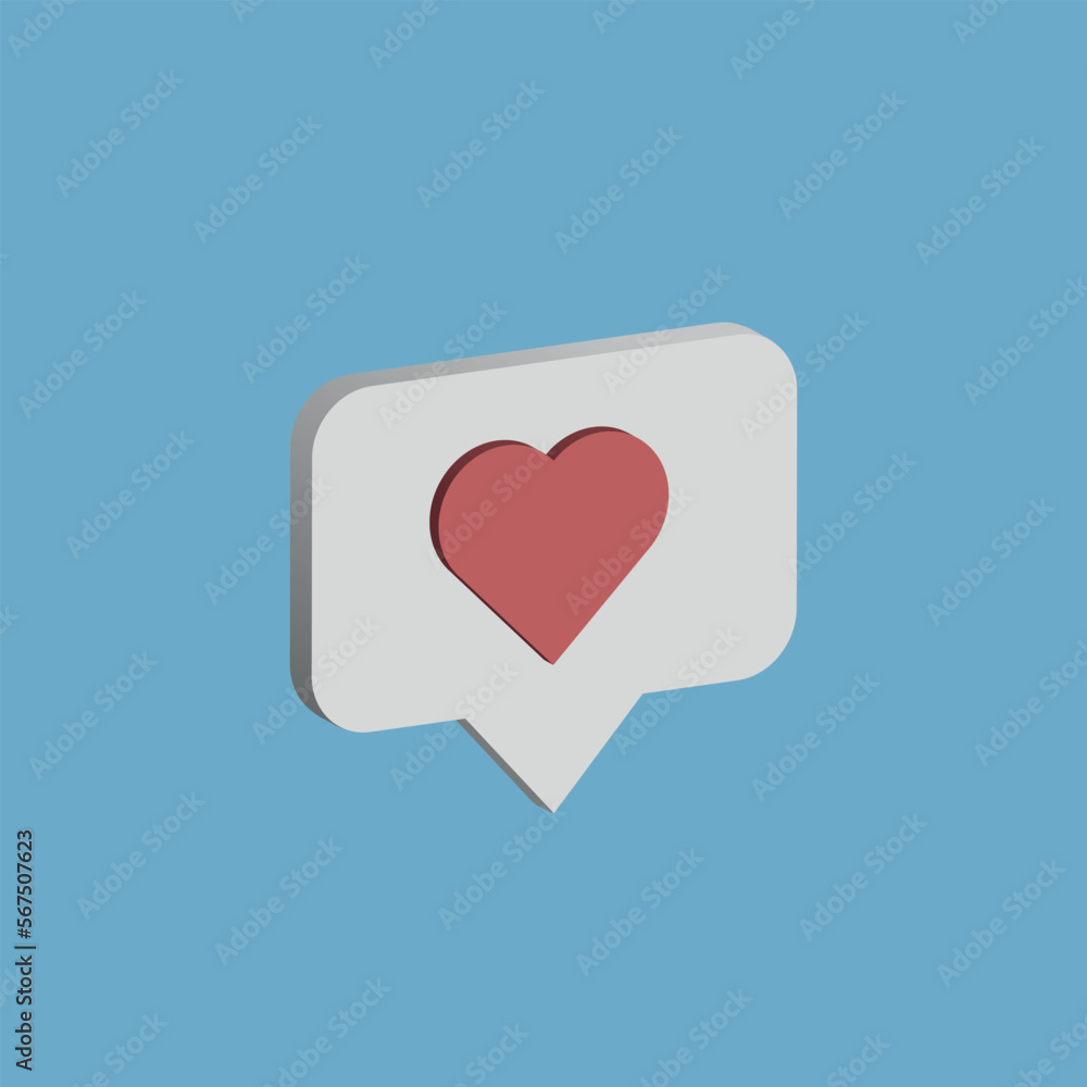 Vector illustration isometric message icon with heart, love message. Vector illustration isometric message icon with heart, love message.