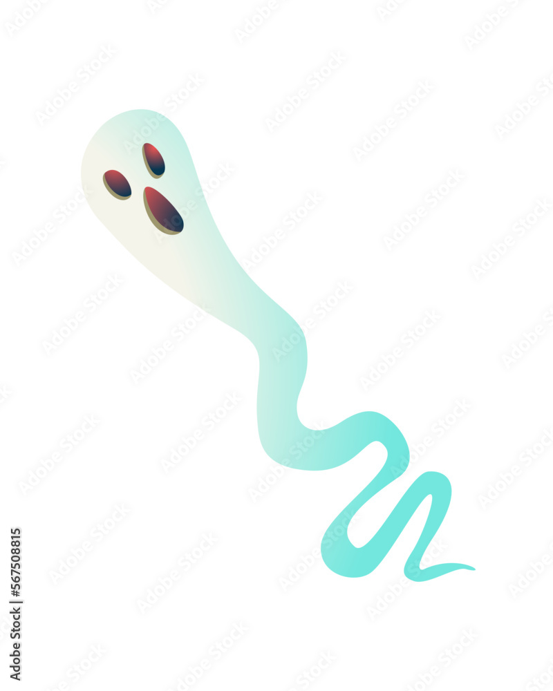 Fototapeta premium Cute Simple Green and White Ghost Drawing