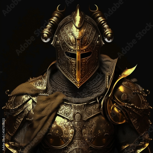 medieval warrior with gold armor