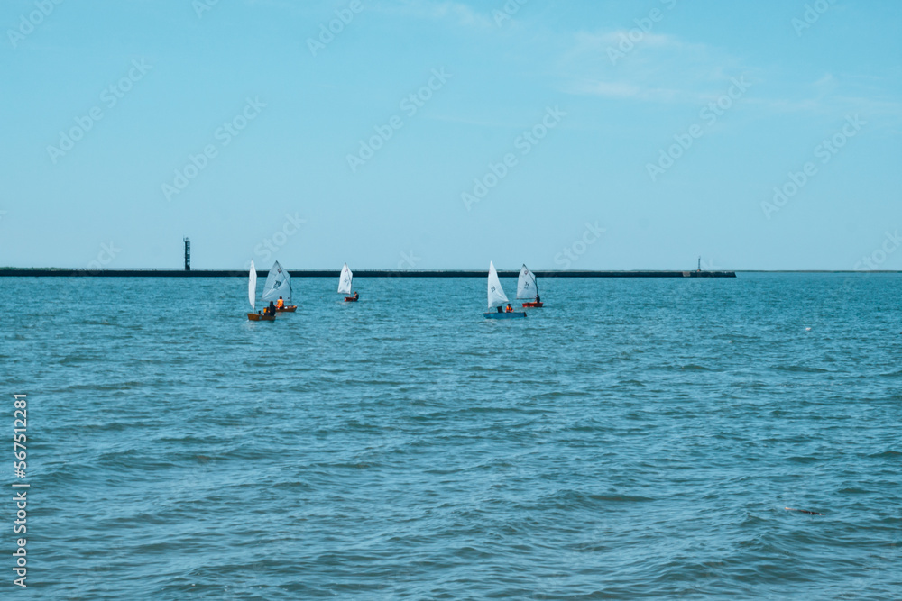 Sailing regatta of the junior class. High quality photo