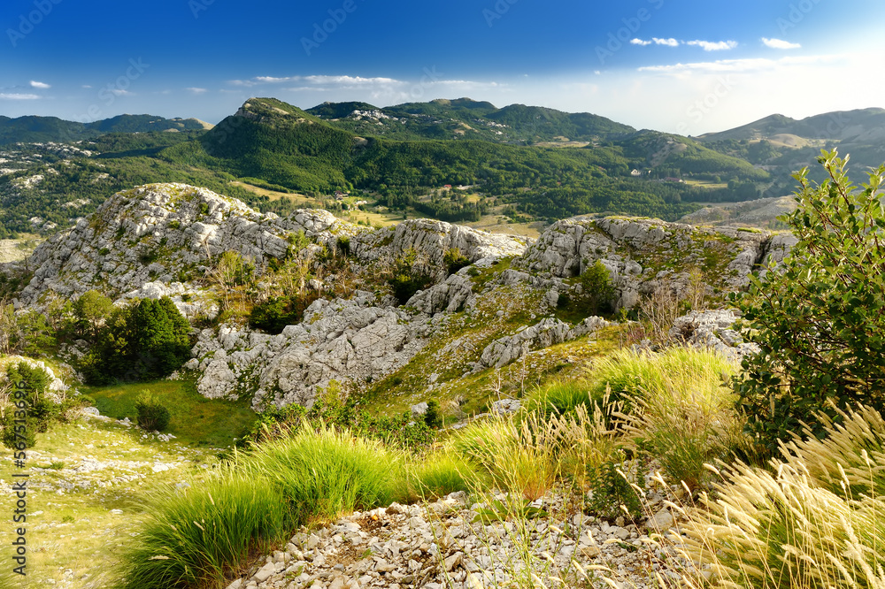 Scenic landscape of mountain valley in Lovcen National Park, Montenegro