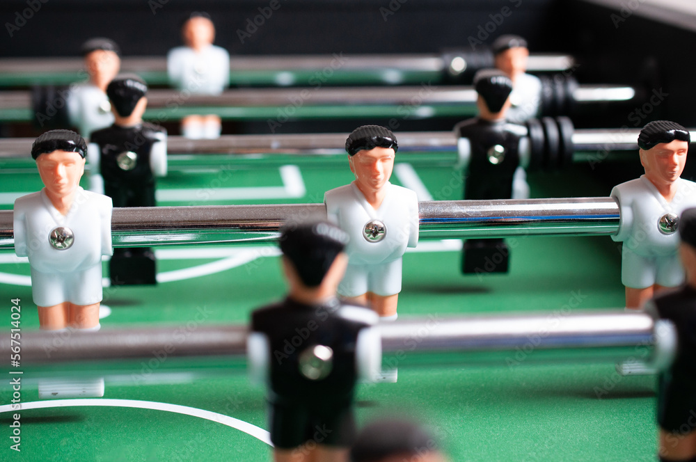 Close up of table football soccer game Close up of table football soccer game